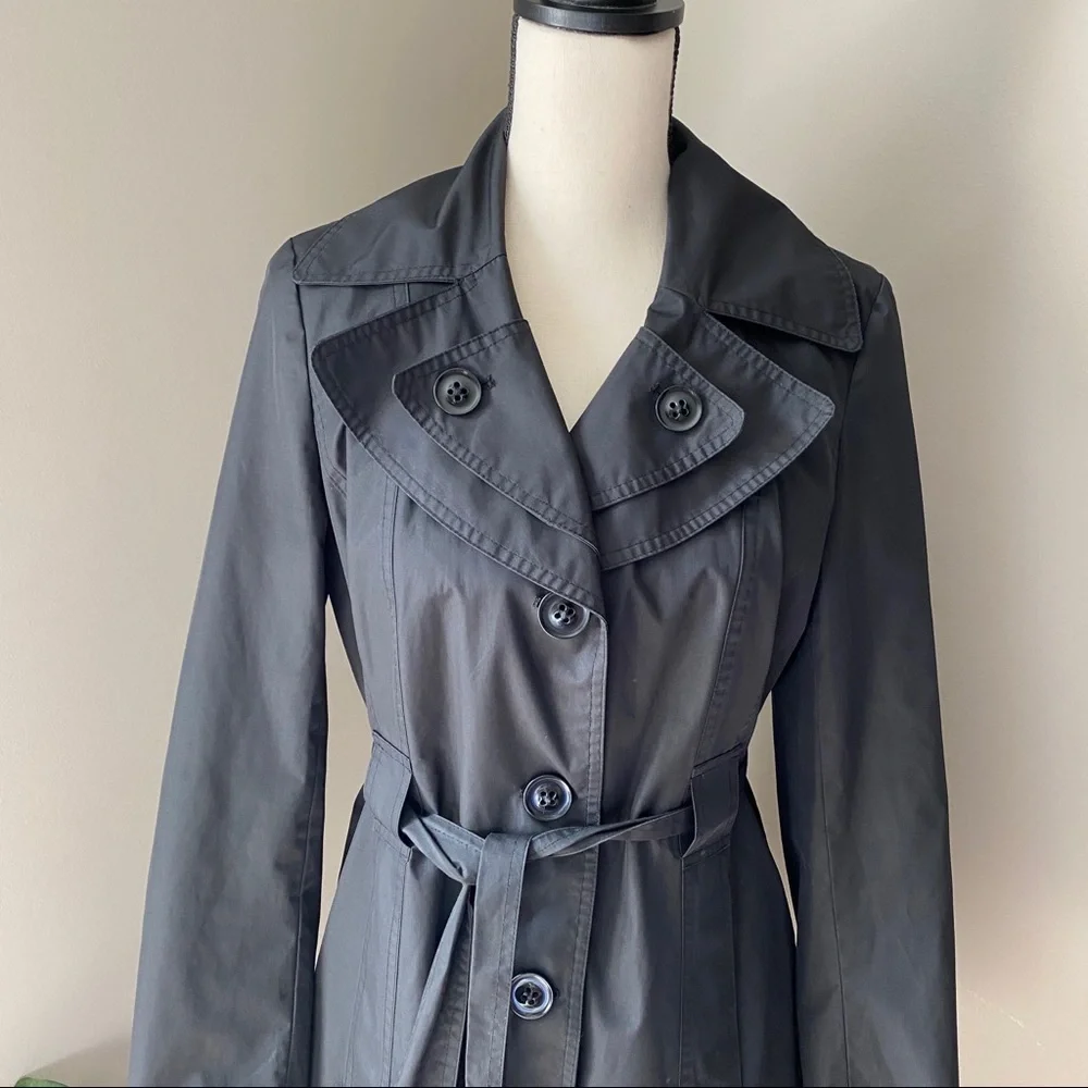 Croft & Barrow Trench Coat Black Sz Small - Picture 2 of 10